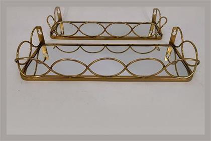 Home Σετ 2 Ράφι Μεταλλικό Χρυσό Επιφάνεια Καθρέφτη 40x15.5x6.5cm/38x12x6.5cm 750-31520 Estheti