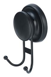 Άγκιστρο Μπάνιου Διπλό με Βεντούζα ​7x5.5cm Μαύρο Estia