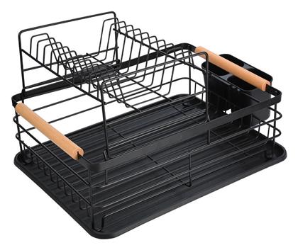 Bamboo Essentials Στεγνωτήρας Νεροχύτη Διώροφος Μεταλλικός σε Μαύρο Χρώμα 41x30x20cm Estia