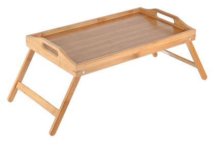 Bamboo Essentials Bamboo Ορθογώνιος Δίσκος Κρεβατιού από Bamboo με Λαβές σε Μπεζ Χρώμα 50x30x21cm Estia