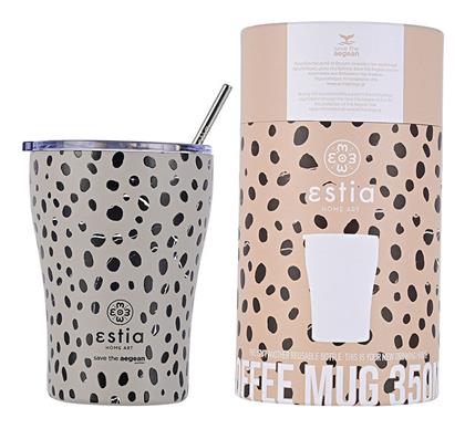 Coffee Mug Save The Aegean 350ml Leopard Taupe Estia