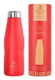 Flask Lite Save the Aegean Μπουκάλι Θερμός Ανοξείδωτο Scartlet Red 500ml Estia