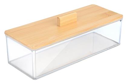 Καλάθι Αποθήκευσης Bamboo με Καπάκι Διάφανο 23.3x9.4x8.8cm Estia