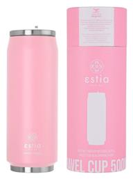 Travel Cup Save The Aegean Ποτήρι Θερμός με Καλαμάκι Baby Pink 500ml Estia