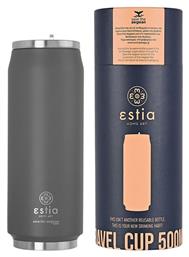 Travel Cup Save The Aegean Ποτήρι Θερμός με Καλαμάκι Matte Grey 500ml Estia