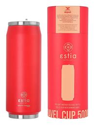 Travel Cup Save The Aegean Ποτήρι Θερμός με Καλαμάκι Matte Red 500ml Estia