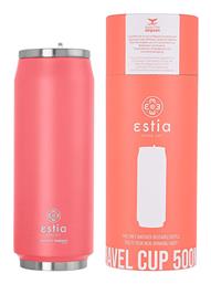 Estia Travel Cup Save The Aegean Ποτήρι Θερμός με Καλαμάκι Pastel Coral 500ml από το Spitishop