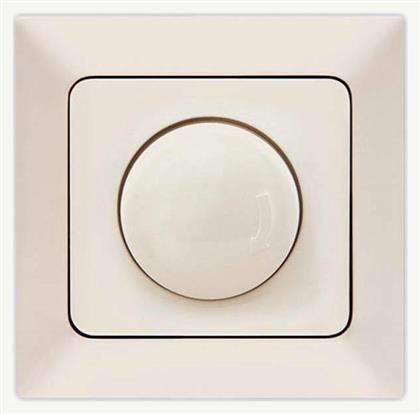 Χωνευτός Διακόπτης Dimmer με Πλαίσιο Απλός Περιστροφικός 800W σε Μπεζ Χρώμα Eurolamp