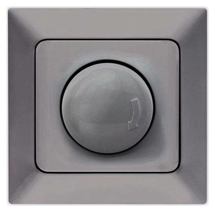 Χωνευτός Διακόπτης Dimmer με Πλαίσιο Απλός Περιστροφικός 800W σε Γκρι Χρώμα Eurolamp