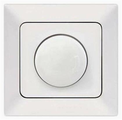 Χωνευτός Διακόπτης Dimmer με Πλαίσιο LED Περιστροφικός 300W σε Λευκό Χρώμα Eurolamp