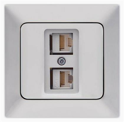 Διπλή Πρίζα Δικτύου RJ45 με Πλαίσιο Τύπου Cat6 σε Ασημί Χρώμα 152-16216 Eurolamp
