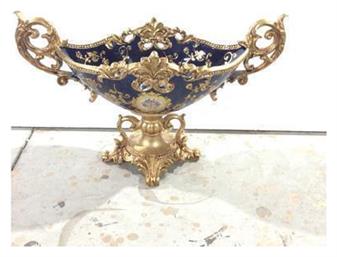 Φοντανιέρα Πορσελάνης με Καπάκι 44.5x21.5x29cm Μπλε Eurolamp