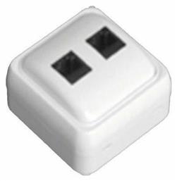 Mini Πρίζα Τηλεφώνου με Πλαίσιο Διπλή σε Λευκό Χρώμα 147-16244 Eurolamp
