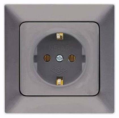 Μονή Χωνευτή Πρίζα Ρεύματος Graphite Eurolamp