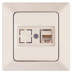 Μονή Πρίζα Δικτύου RJ45 με Πλαίσιο Τύπου Cat6 σε Μπεζ Χρώμα 152-16115 Eurolamp
