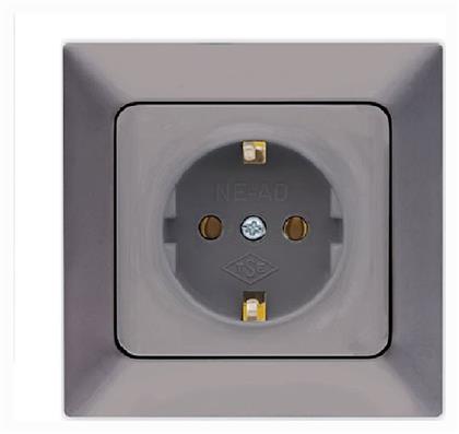 Nead Μονή Χωνευτή Πρίζα Ρεύματος Ασφαλείας Graphite Eurolamp