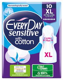 Sensitive with Cotton Extra Long Σερβιέτες με Φτερά για Αυξημένη Ροή 8 Σταγόνες 10τμχ Every Day