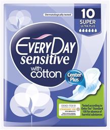 Every Day Sensitive with Cotton Super Ultra Plus Σερβιέτες με Φτερά για Αυξημένη Ροή 6 Σταγόνες 10τμχ