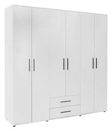 Εξάφυλλη Ντουλάπα Ρούχων Bianco Λευκό 206x52x213cm - Megapap