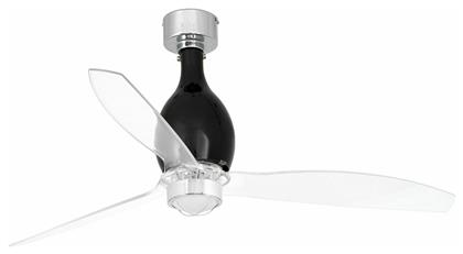 Mini Eterfan Led DC Ανεμιστήρας Οροφής 128cm με Φως και Τηλεχειριστήριο Μαύρος Faro Barcelona