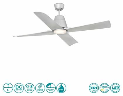 Typhoon Led Ανεμιστήρας Οροφής 130cm με Φως Ασημί Faro Barcelona
