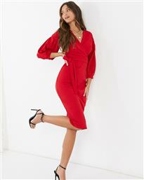 Femme Luxe plunge front puff sleeve midi dress in red από το Asos