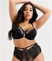 Figleaves Curve Amore lace and fishnet front fastening bra in black από το Asos