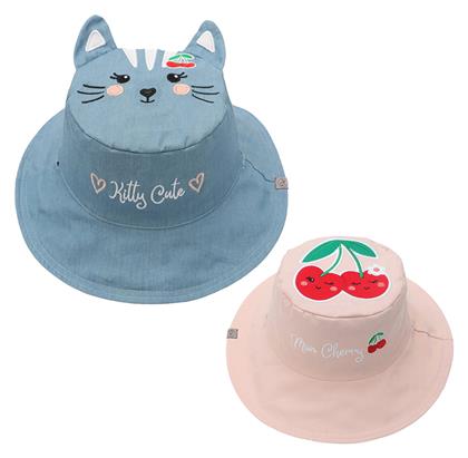 Παιδικό Καπέλο Bucket Υφασμάτινο Αντηλιακό Kitty Cute - Mon Cherry Πολύχρωμο Flapjackkids