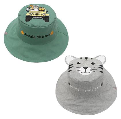 Παιδικό Καπέλο Bucket Υφασμάτινο Αντηλιακό Tiger / Safari Truck Πολύχρωμο Flapjackkids
