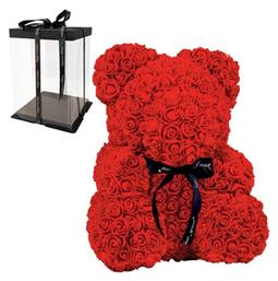 Αρκουδάκι από Τεχνητά Τριαντάφυλλα Teddy Bear Roses 25cm σε Κουτί Fly Digital