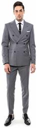 Κοστούμι με σταυρωτό κούμπωμα - S STA4776 011 Grey Fragosto