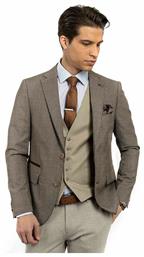 Micro Patern Slim Fit Blazer - Brown Fragosto