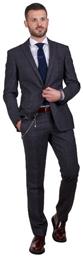 Slim Fit Suit Wool - Dark Grey Check Fragosto