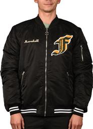 Franklin & Marshall Ανδρικό Μπουφάν Bomber για Άνοιξη Μαύρο από το Factory Outlet