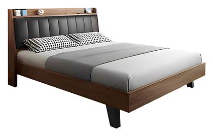 Frankly Κρεβάτι Διπλό για Στρώμα 150x200cm Καρυδί-Μαύρο - Pakketo