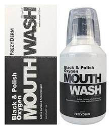 Black & Polish Oxygen Στοματικό Διάλυμα για την Ουλίτιδα κατά της Πλάκας και της Περιοδοντίτιδας για Λεύκανση 250ml Frezyderm