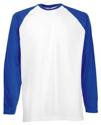 Valueweight LS Baseball T Ανδρική Διαφημιστική Μπλούζα White/Royal Blue Fruit of the Loom