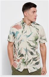 Ανδρικό Πουκάμισο Κοντομάνικο Floral Μπεζ Funky Buddha