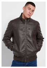 Biker Δερμάτινο Μπουφάν Καφέ Funky Buddha