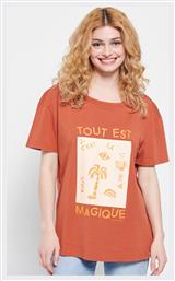 FBL007-14504 Γυναικείο T-shirt Πορτοκαλί Funky Buddha