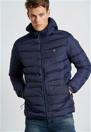 Funky Buddha Ανδρικό Μπουφάν Puffer για Χειμώνα Navy Μπλε από το Z-mall