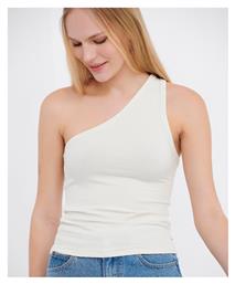 Γυναικεία Μπλούζα με έναν Ώμο Καλοκαιρινή Off White Funky Buddha