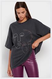 Γυναικείο Αθλητικό Oversized T-shirt Μαύρο Funky Buddha