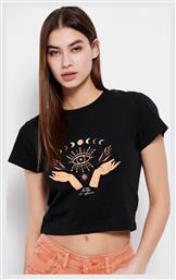 Γυναικείο Crop Top Κοντομάνικο Καλοκαιρινό Μαύρο Funky Buddha