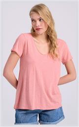 Γυναικείο T-shirt με V Λαιμόκοψη Ροζ Funky Buddha