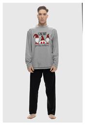 Χειμερινή Ανδρική Πιτζάμα Βαμβακερή Γκρι Μελανζέ Galaxy