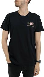 Gant Archive Shield Embroidered Ανδρικό T-shirt Μαύρο με Λογότυπο από το Asos