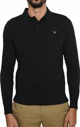 Gant Ανδρική Μπλούζα Polo Μακρυμάνικη Μαύρη από το Clodist