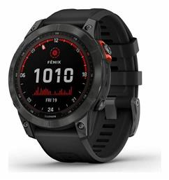 Fenix 7 Solar Stainless Steel 47mm Αδιάβροχο Smartwatch με Παλμογράφο (Slate Grey with Black Band) Garmin