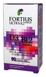 Nutraceuticals Fortius Ultra K2 + D3 + B12 Βιταμίνη 90 υπογλώσσια δισκία Geoplan